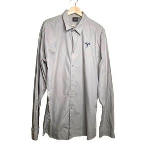 TESLA Gray Long Sleeve Button Up WORK Shirt Sz 2XL Meets Uniform Dress Code
